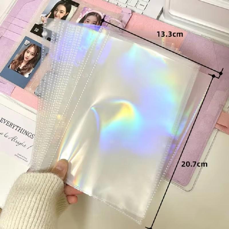Ins Style Bandage Ribbon Binder Idol Pocard Collect Book Woolen Lattice Po Album With 10Pcs Sleeves Postcard Storage Book