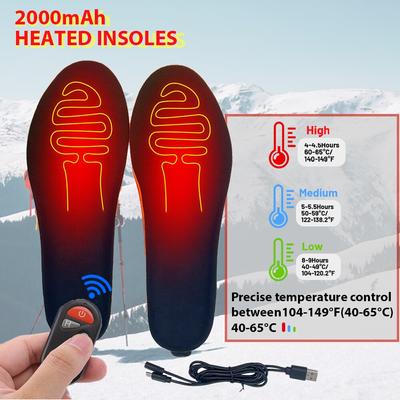 Heated Insoles Electrification 2000mAh Winter Foot Warmer Insoles Three-speed Temperature Adjustment Can Cut Any Shoe Insoles