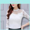 Elegante Blusa in Rete con Design in Pizzo Intagliato per Donna Manica Lunga Estiva