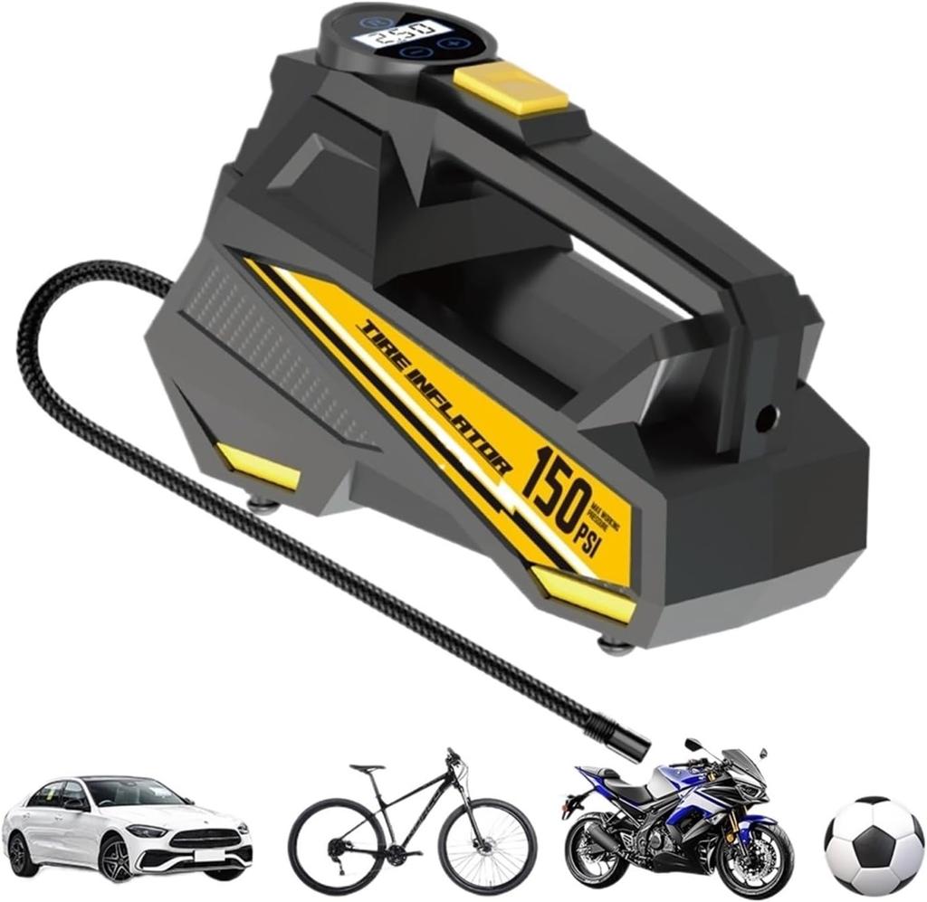 Tire Inflator Portable Air Compressor - DC 12V Air Pump for Car Tires with 150PSI LCD Digital Gauge & Emergency LED Light,Auto Tire Pump for Cars