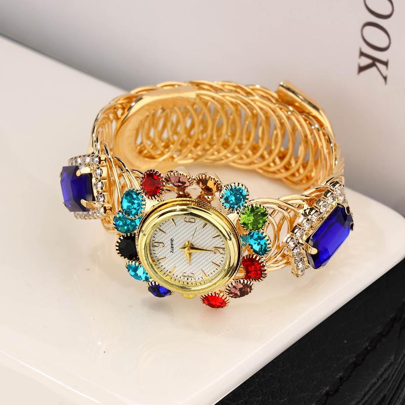 Cross Blue Sapphire Women's Diamond-Inlaid Quartz Watch with Elegant Alloy Bracelet