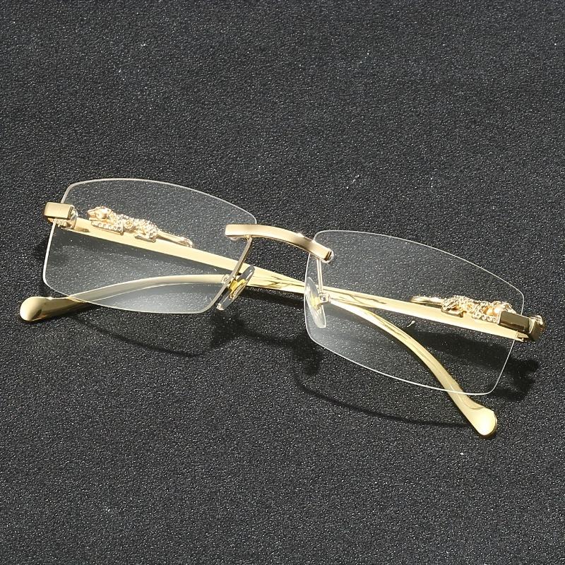Fashionable Frameless Rectangular Glasses Cute Style Metal Frame with Hinges for Valentine's Day Exquisite Birthday Gift