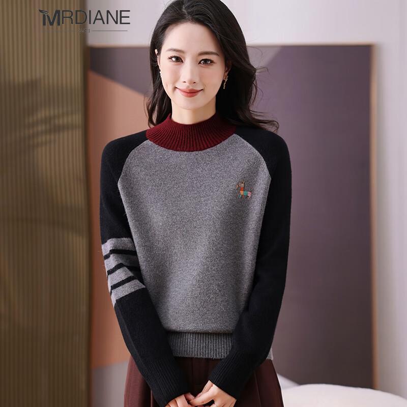 Mrdiane Wei Women s Warm Casual Semi-High Collar Knit Sweater One Size