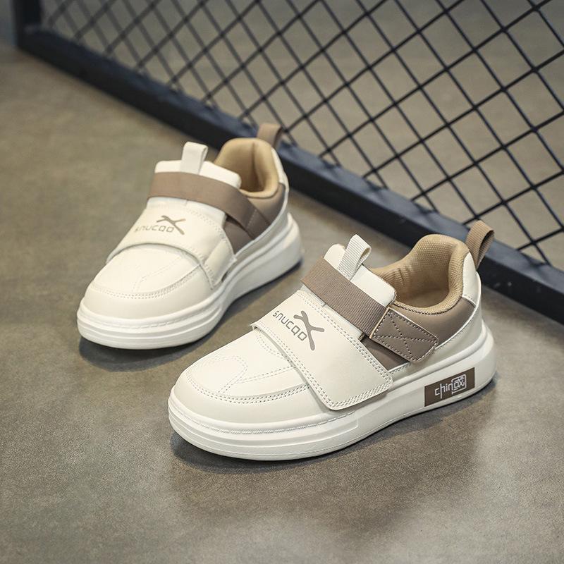 2025 Men's & Kids' Trendy Sports Shoes: Breathable Velcro White Shoes for Autumn