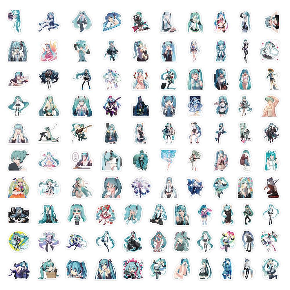 

Водонепроницаемые наклейки Hatsune Miku, 100 мультяшных наклеек-граффити с дивой для бутылок с водой