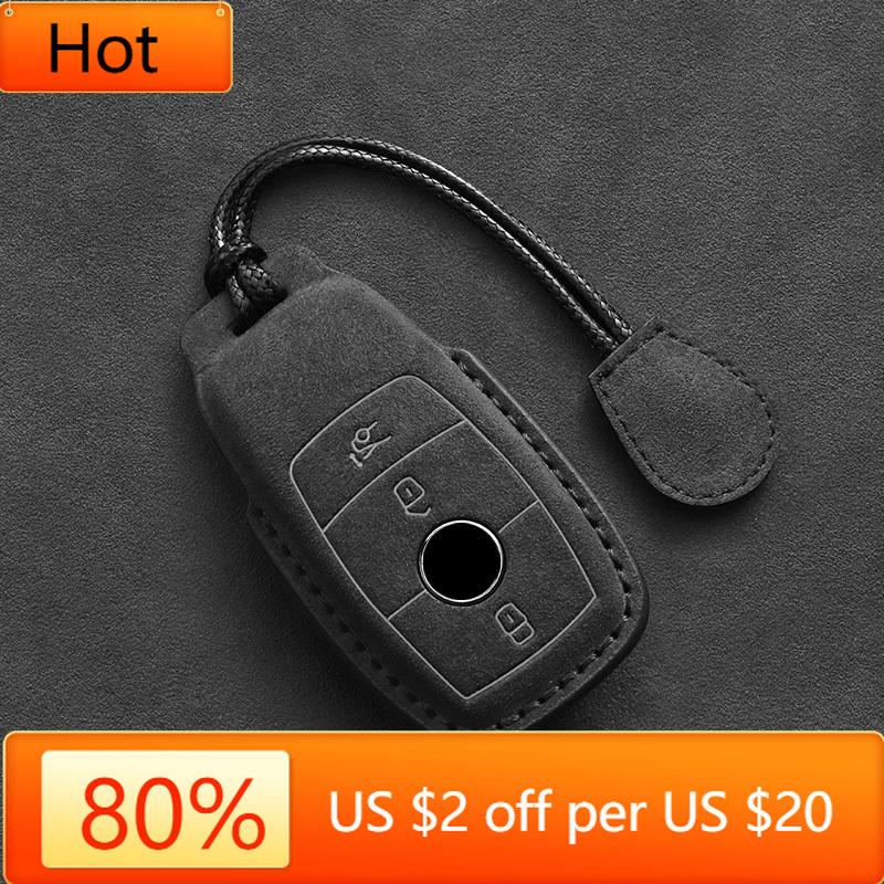 Interior Mouldings Leather Car Key Case For Mercedes Benz A C E S G Class GLC CLE CLA GLB GLS W177 W205 W213 W222 X167 AMG Fob S