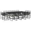 VidaXL Ensemble à manger de jardin 13 pcs coussins noir résine tressée, ensemble à manger d'extérieur, meuble à manger de 3295015