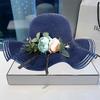 Straw Hat Women's Summer Sweet Big Eave Beach Hat Sun Hat Women's Summer Fashionable Flower Sun Hat Children