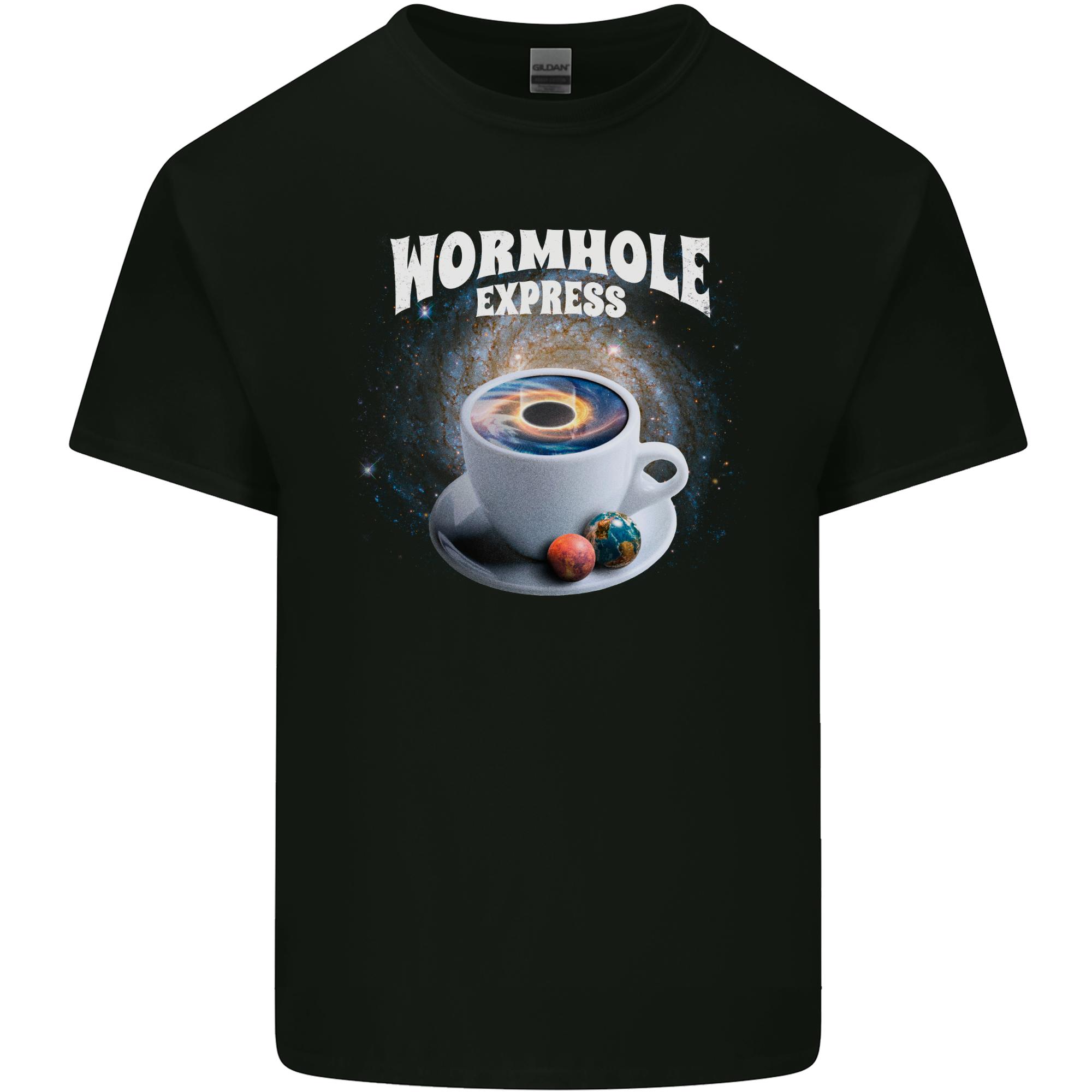 Wormhole Express Funny Coffee Planets Space Unisexs Light Cotton TShirt S