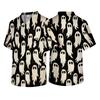 Men's Short Sleeve V-Neck Halloween Print Scrub Top with Chest Pocket