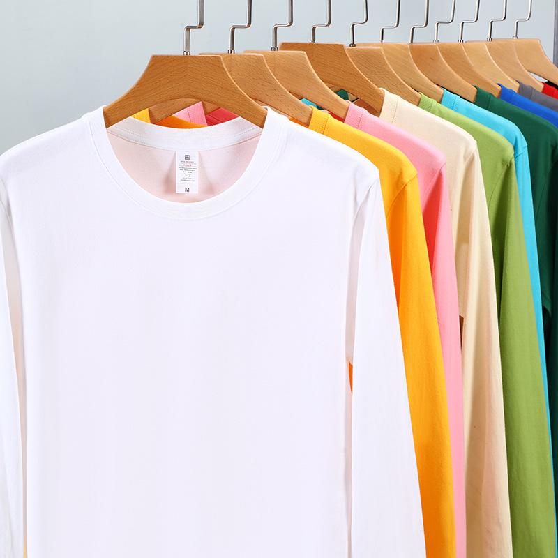 Men's Heavyweight 220g Cotton Long Sleeve Crew Neck T-Shirt, Available In 24 Solid Colors