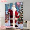 2pcs,2D Plane Printing Curtains Digital Printed Santa Claus & Snowy Village Polyester Fabric (without Rod) Decorations Outdoor
