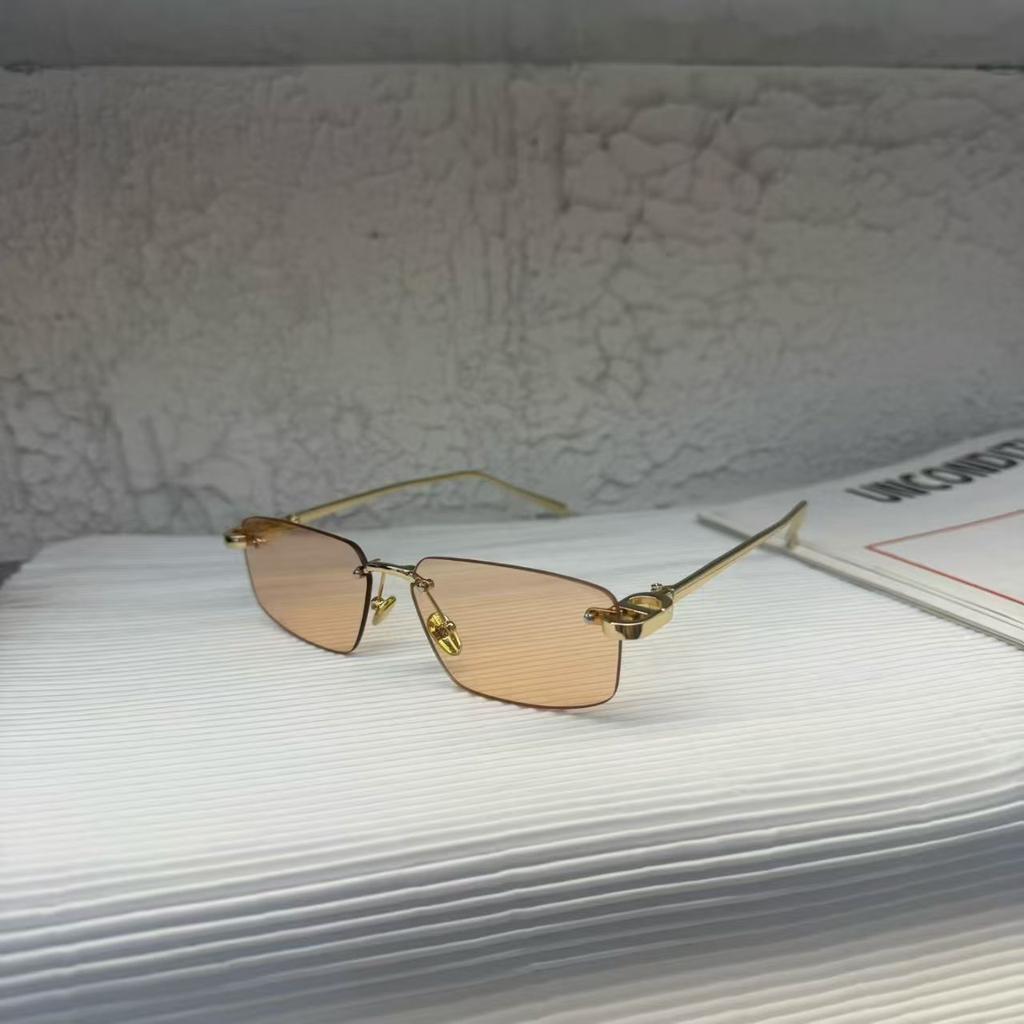 Rectangle Sun Glasses for Women Rimless UV400 Protection Unisex Sunglasses Holiday Travel Fashion Accessories
