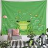 Frog with Stars and Bubbles on Green Pattern Wall Hanging Tapestry Decorative Tapestry Home Decor for Bedroom and Living Room