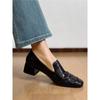 Old Money Style Retro Square Head Thick Heel Loafers Women's Autumn Middle Heel Single Shoes Commuter Small Leather Shoes Brown