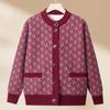 Mom winter knitted sweater medium and old women's cardigan winter top elderly grandma pocket casual sweater