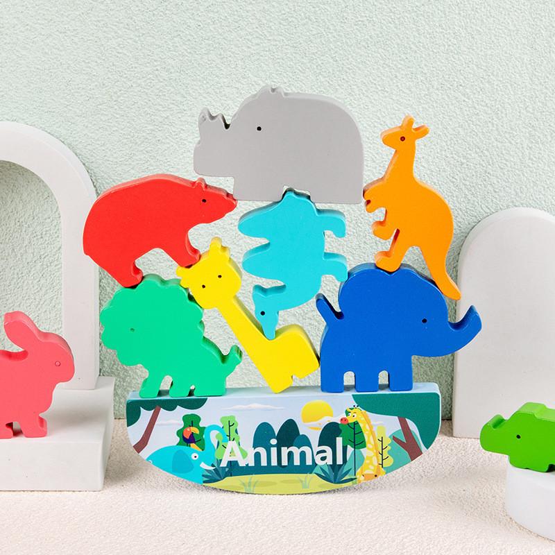 Wooden Animal Stacking Blocks Educational Toy For Baby Cognitive Development And Early Learning