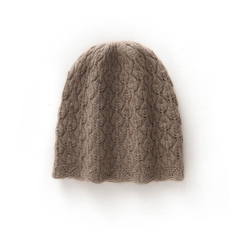 Autumn and winter new% cashmere double-layer hat pattern hollow men's and women's pullover knitted headhat