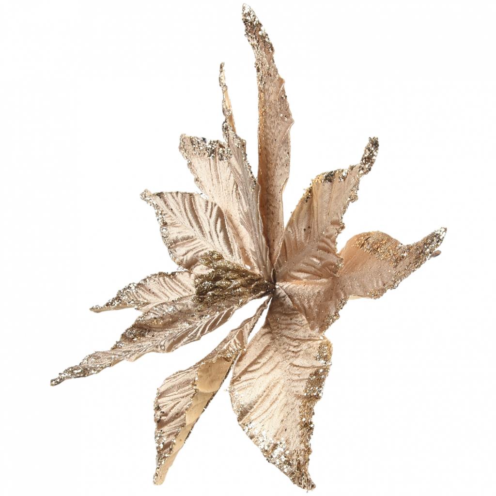 Christmas Flower 25cm Decor Glitter Hanging Plastic