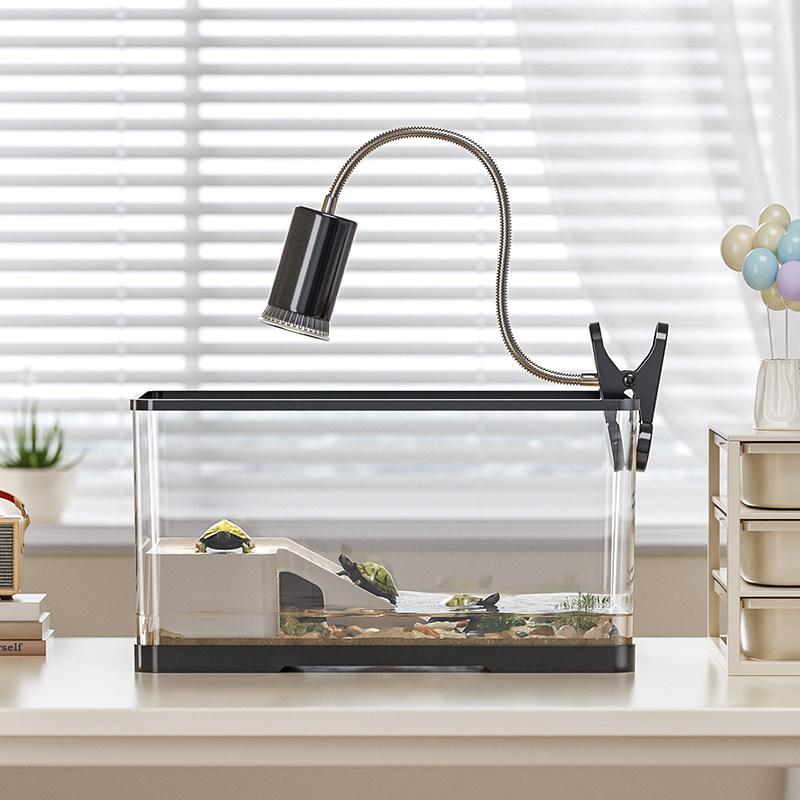 Pet Turtle Tank with Basking Platform Desktop Aquarium for Small Turtles Home Ecological Habitat Terrarium Living Room Decor