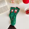 Festive Mid-Calf Cartoon Socks with Snowman & Santa Design for Autumn/Winter Holidays