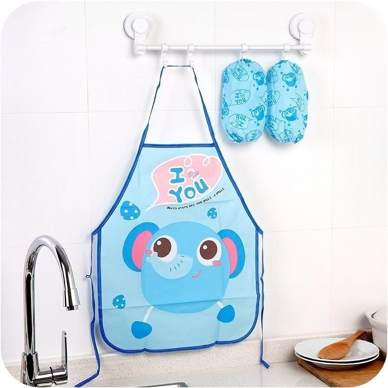 2pc/Set Cute Kids Chef Apron Sets Child Cooking Painting Waterproof Children Gowns Bibs Eating Clothes Drawing for Dinner