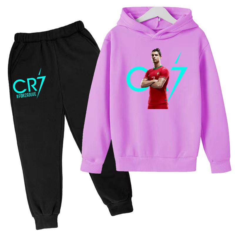 TZWYChildren's Clothing Coat CR7 Brand Casual Competition Sportswear Boys Girls Letter Printed Hoodie/trousers 2P Sports Jogging Set