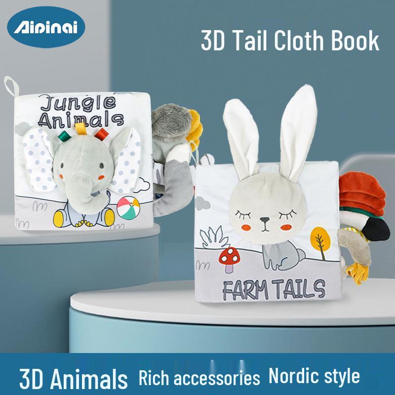 

Baby Black & White Crinkle Cloth Book: Tear-Resistant 3D Tail Toy for Early Education