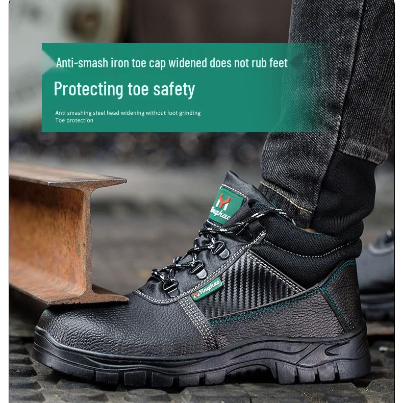 Men's Safety Shoes: High/Low Top, Anti-Smash, Anti-Puncture, Non-Slip Rubber Sole - Ideal for Construction Sites.