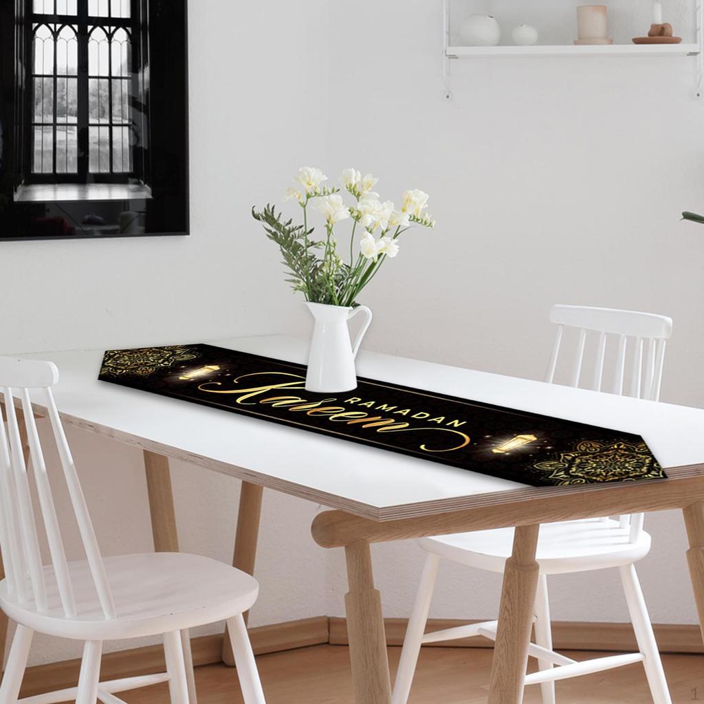 Eid Mubarak Table Runner Moon Mosque Star Ramadan Runners for Dresser