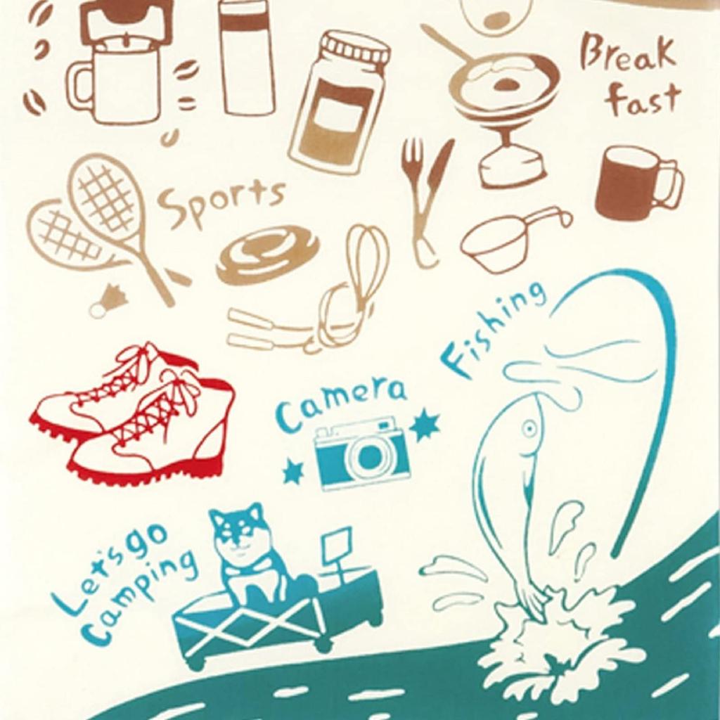 Miyamoto Kenema Tenugui Hand Chusen to Spend Your Camping 35 x 90 50186 Towel, Dyed, "How Time," Beige, Approx. cm,