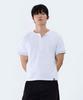 GHOST REPUBLIC Crop Stripe Color Block Roll-Up Henley Neck Short Sleeve T-Shirt Gt-393_White