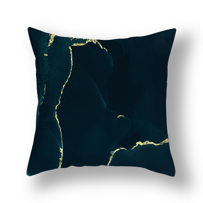 45x45cm Nordic Ins Abstract Gold Blue Marble Print Cushion Cover Sofa Office Seat Lumbar Pillow Cover Home Decoration