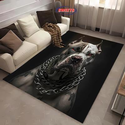 Alfombra Impresa con Cadena Grande de Bulldog para Sala de Estar Resistente, Alfombra de Interior para Dormitorio Comedor, Oficina Alfombrilla Grande Lavable a Máquina
