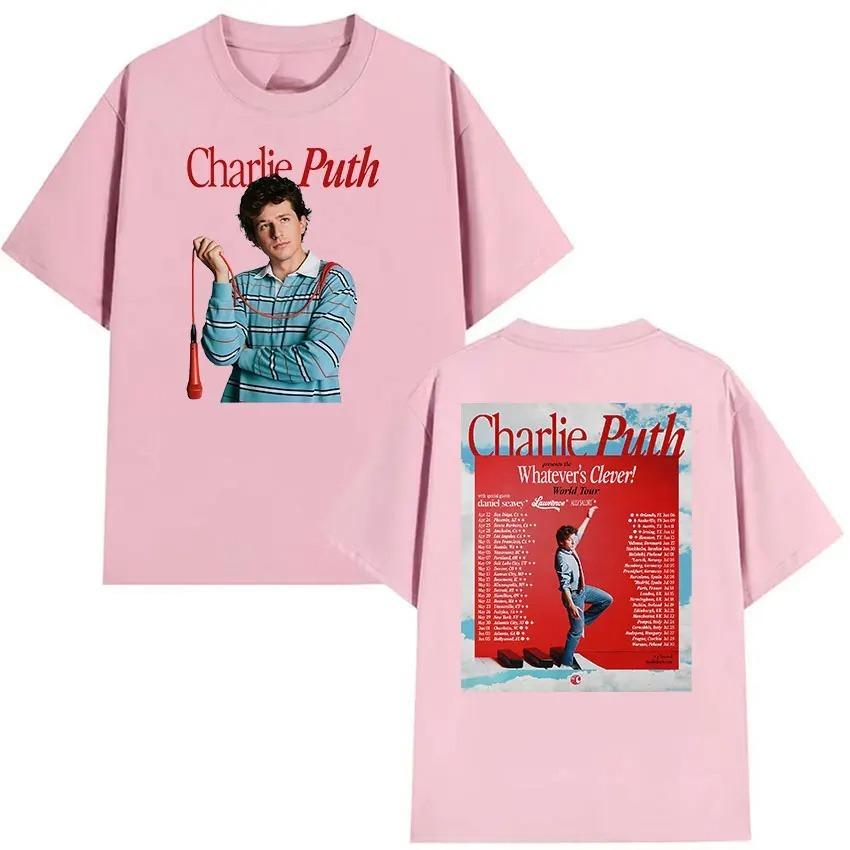Charlie Puth Whatevers Clever World Tour 2026 Grafik T-Shirts Unisex Vintage Mode Baumwolle Kurzarm T-Shirt Streetwear Y2K