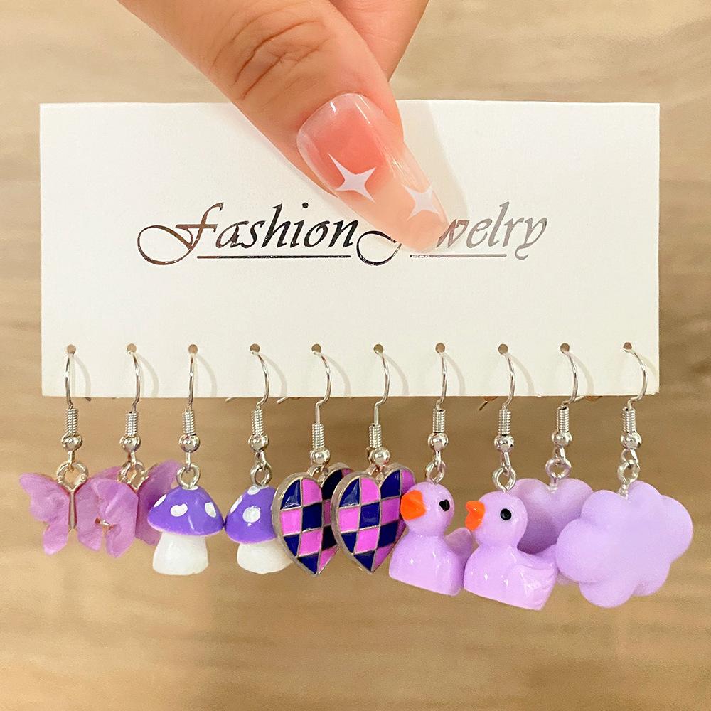 2026 Cartoon Frog Duck Earrings Set Animal Butterfly Cute Dangle Earrings for Women Geometric Bear Cloud Earring Trendy Jewelry