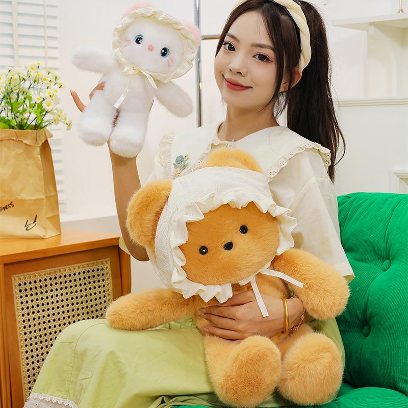 Cute Baby Hat Series Bear Plush Toy Cat Rabbit Doll Pillow Children Comfort Doll Rag Doll