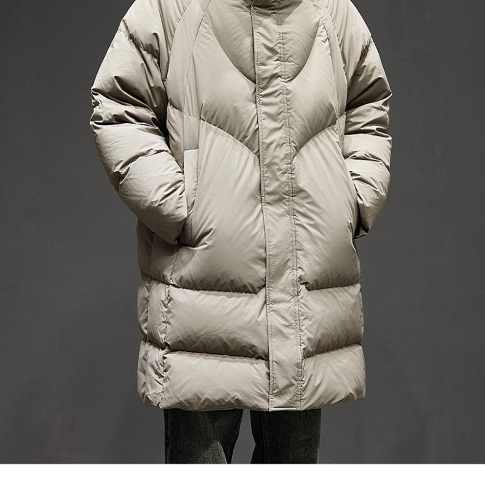 Herren Winter Mittellange Kapuzen Daunenjacke - High-End, Dick, Warm, 90% Weiße Entendaunen