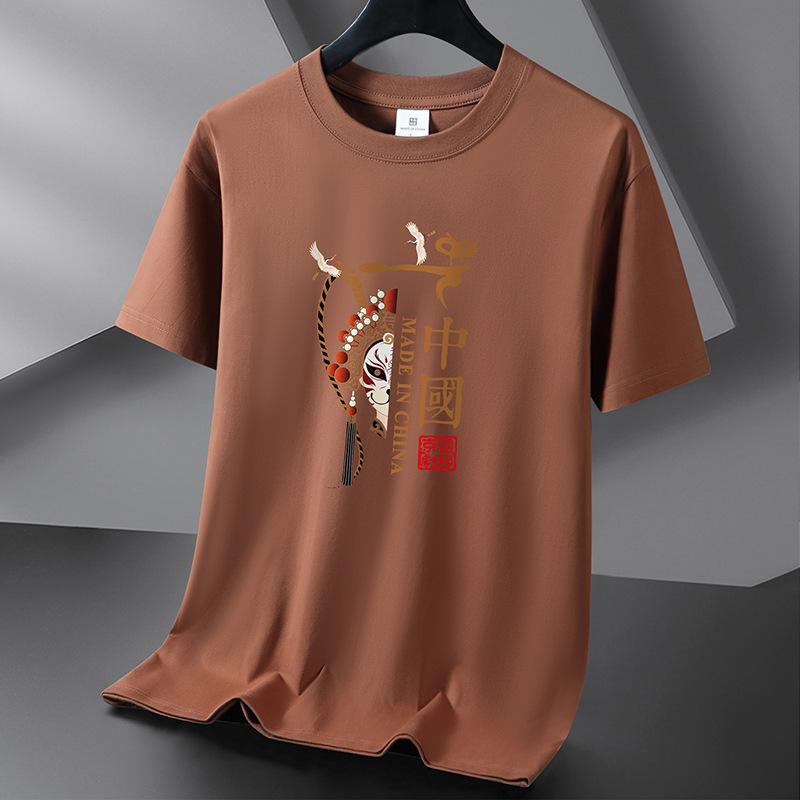 Peking Opera 10 barev Pure Cotton Pánské tričko s kulatým výstřihem Krátký rukáv Volný Pánské tričko Velká velikost S-6XL