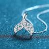 XDY925 Mermaid Tail Moissanite Pendant Necklace - Sterling Silver Clavicle Chain for Women