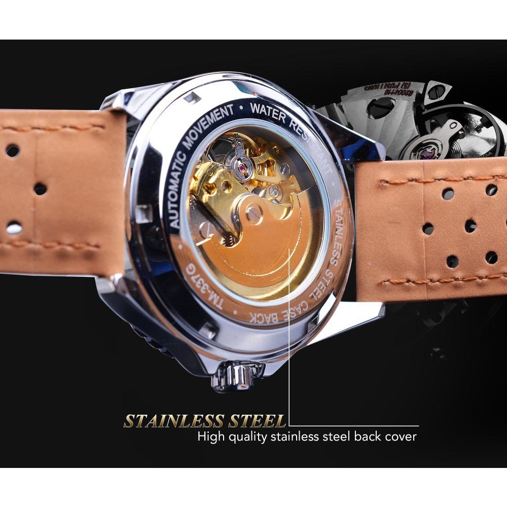 Forsining Men's Fashion Casual Hollow Waterproof Automatic Mechanical Watch GMT1155-1-A