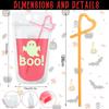 Hotop 36 Pcs Glow In The Dark Halloween Drink Pouches Luminous Beverage Drink Bags with 50 Pcs Straws Spooky Party Decorations Skeleon Ghosts Pumpkin