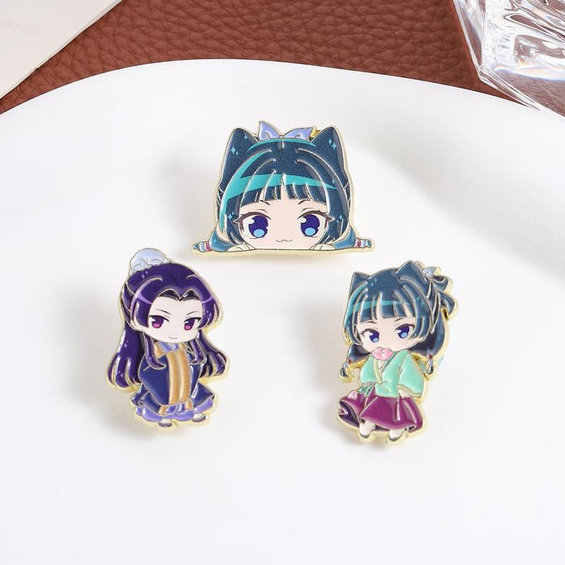 Cartoon Anime Character Enamel Pins Maomao Jinshi Apothecary Japanese Novel Brooches Lapel Badge Jewelry Gift for Friends