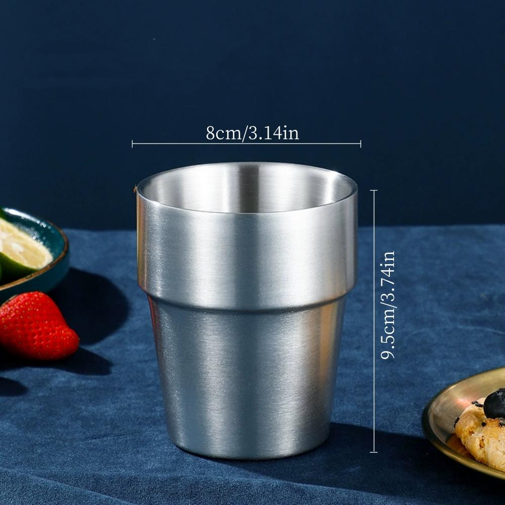 1pc Stainless steel staircase double-layer cup, outdoor portable, stackable camping water cup, double Korean beer cup, dining cu