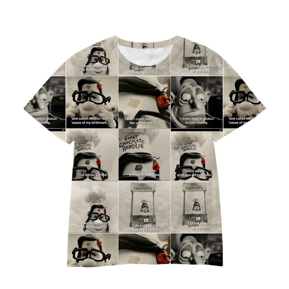 Top s 3D potiskem Mary a Maxe s kulatým výstřihem, ležérní chlapecké tričko s krátkým rukávem - Měkká středně pružná polyesterová tkanina, letní oblečení s volným střihem