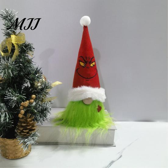 Front Wall Festive Hanging Decor Christmas Tree Green Haired Plush Ornament, Stuffed Animal Doll Dwarf Garden Holiday Accents Figurine, Party Supplies