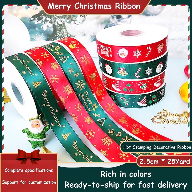 1/4 Inch Christmas Ribbon for Crafts Holiday Grosgrain Ribbon Christmas Ribbon for Gift Wrapping Festival Party Decoration