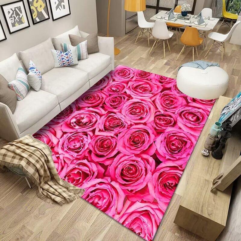3D Flowers Carpet for Living Room  Nordic Room Decoration Home Mats Antiskid Easy Cleaning Bedroom Floor Entrance Kitchen Rug