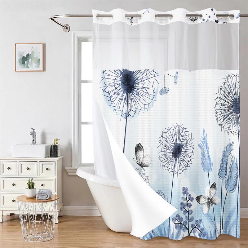 Hàndùn Botanical Floral Double-Layer Polyester Shower Curtain