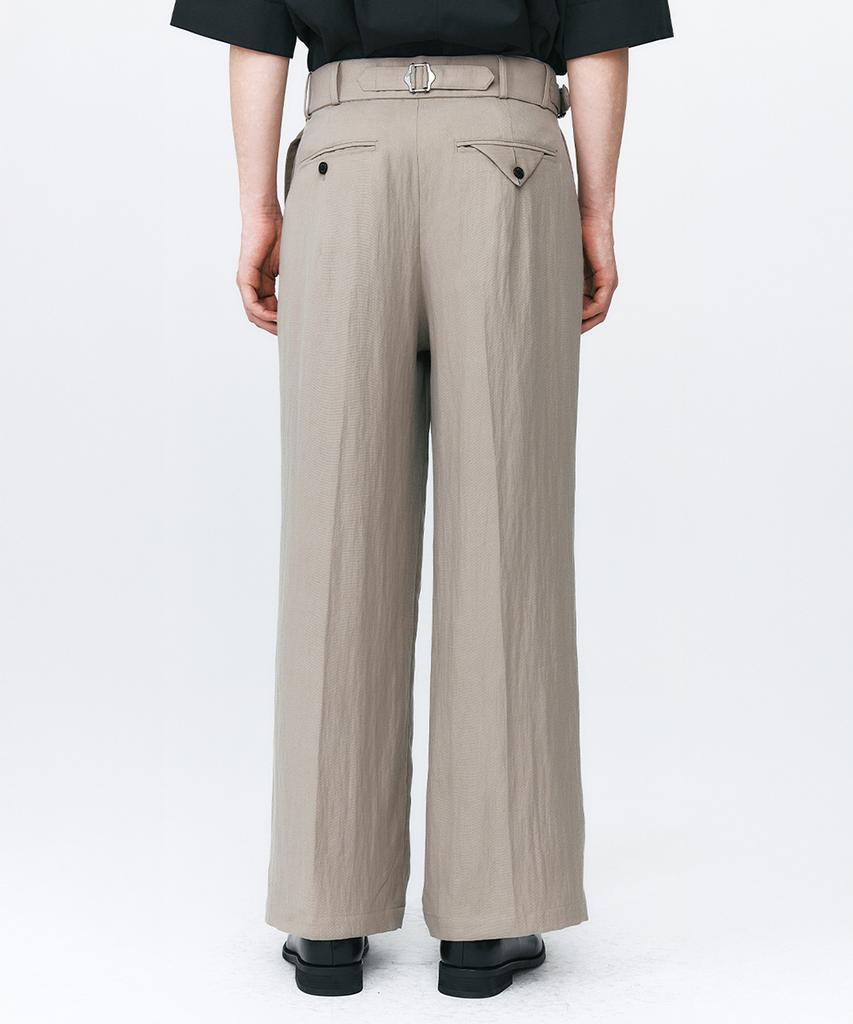 Sinkia Buckle Strap Wide Trousers Warm Grey